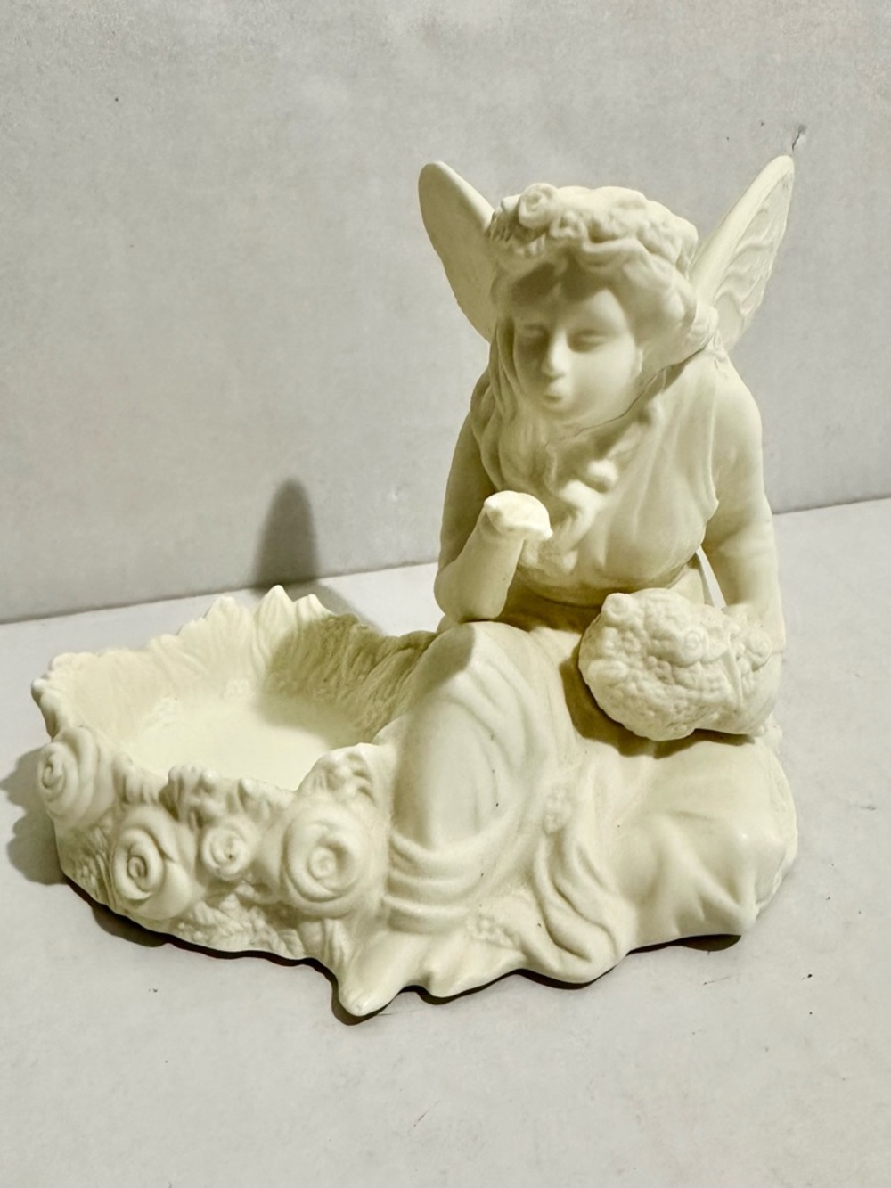 Partylite Ariana's Garden Fairy Angel Votive Tealight Bisque Candle Holder